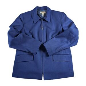 Talbots Petite 8 8P Blue Full‎ Zip Up Blazer Jacket Lined Classic Iconic Luxury